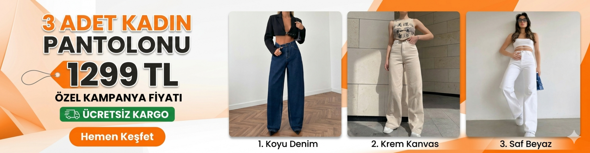 3 Adet Premium Kadın Pantolon
