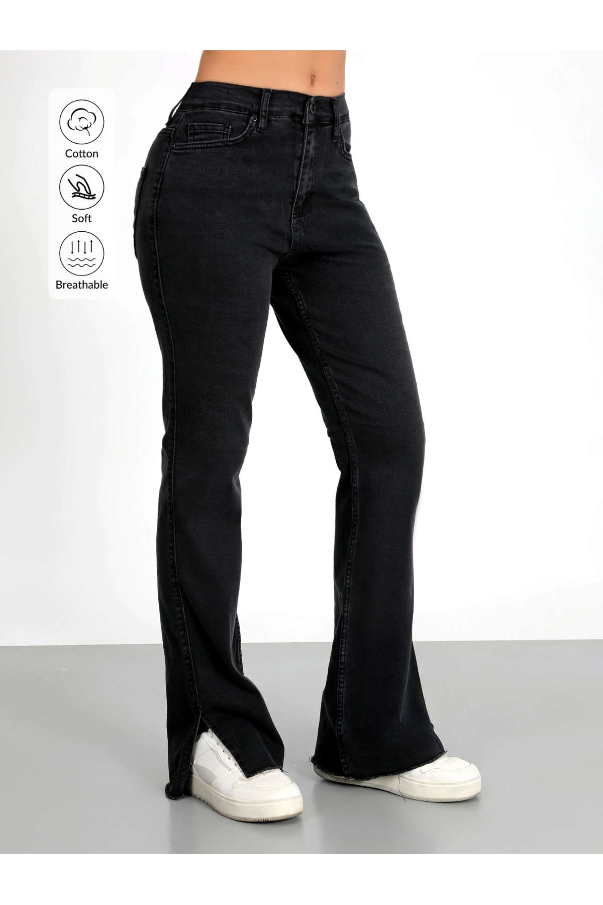 SİYAH GENİŞ YIRTIK PAÇA PALAZZO JEANS YENİ SEZON 2026 -CHRISTMAS1018-844-