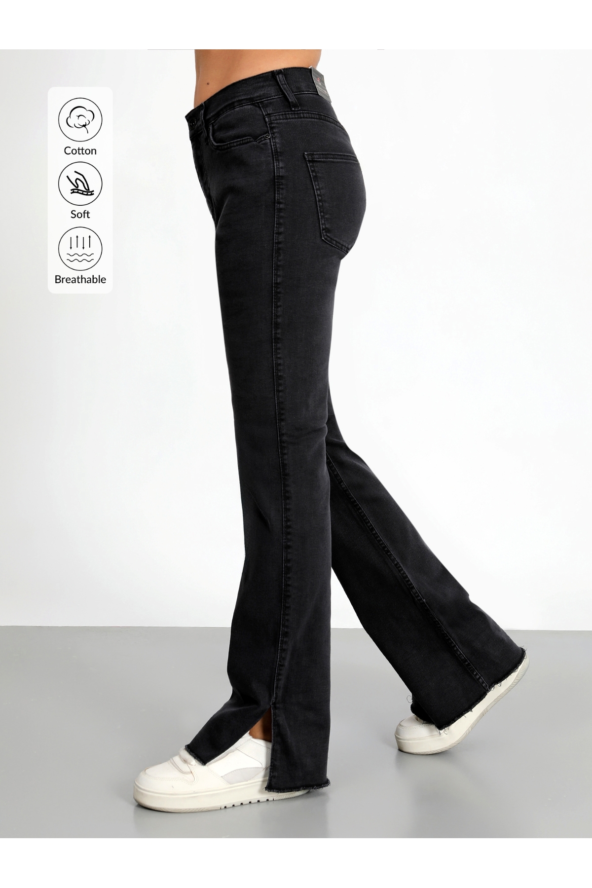 SİYAH GENİŞ YIRTIK PAÇA PALAZZO JEANS YENİ SEZON 2026 -CHRISTMAS1018-844-