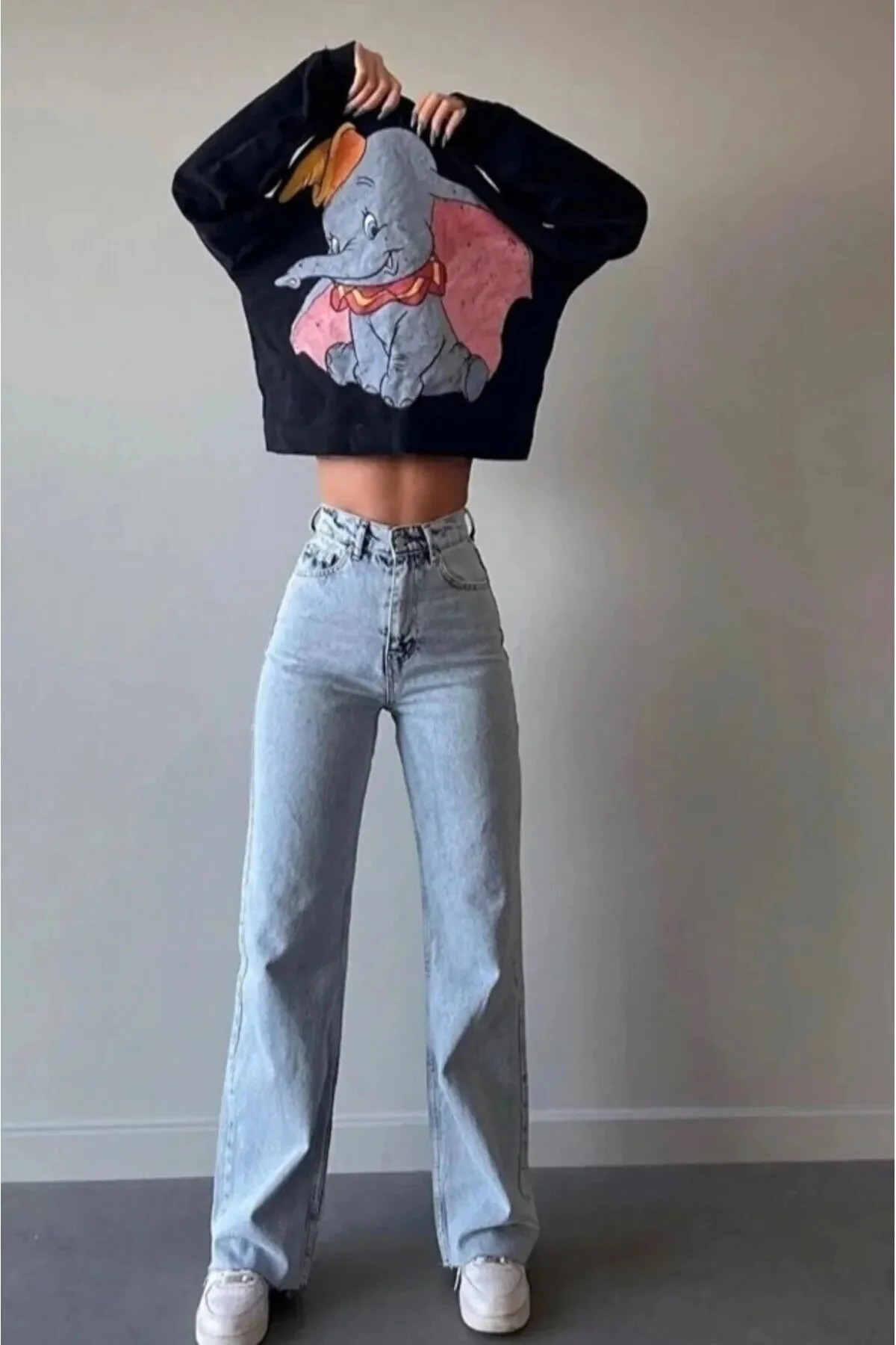 Buz Mavi Palazzo Salaş Paça Yüksek Bel  Pantolon