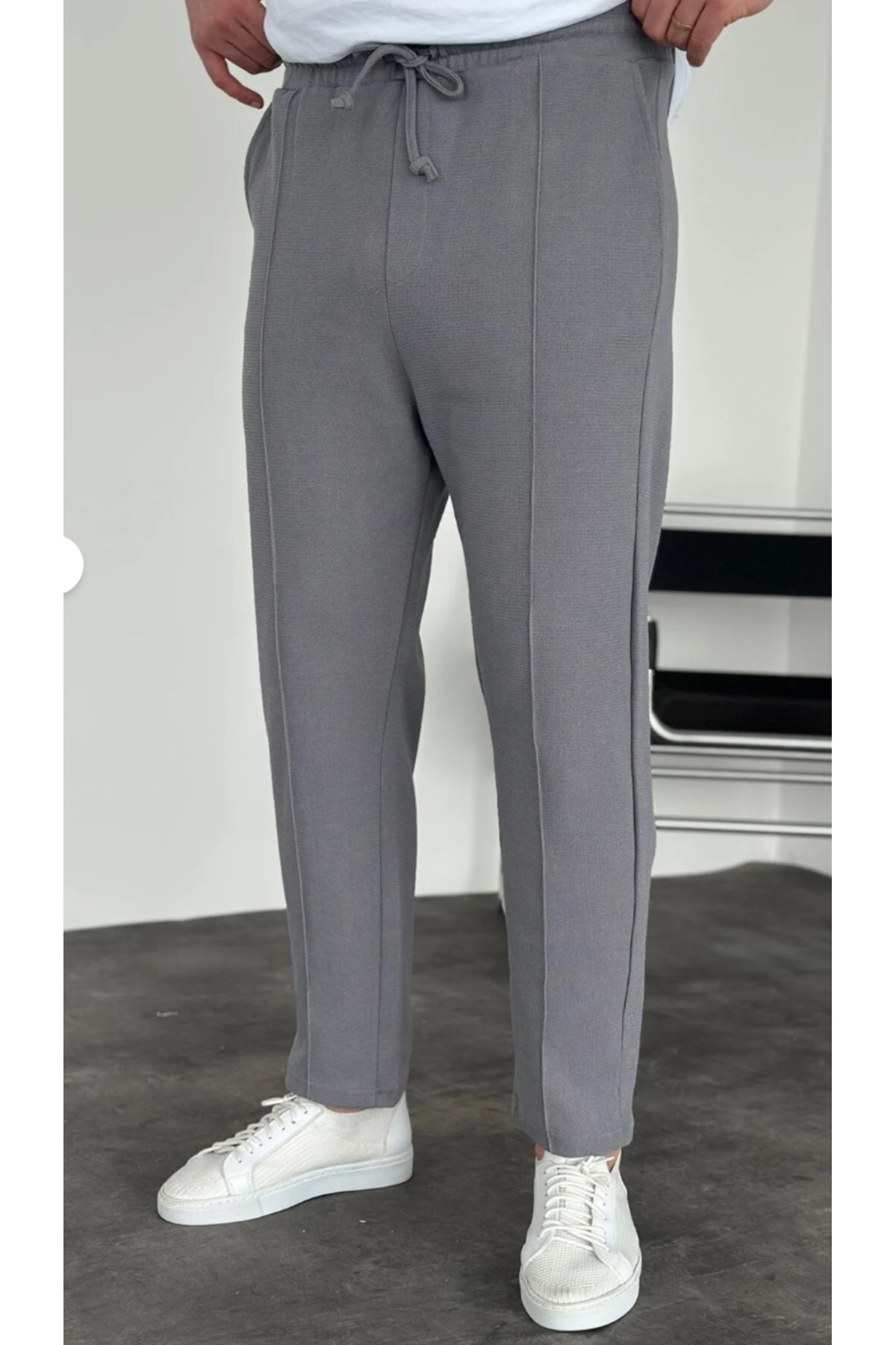 FÜME - WAFFLE Boyfriend Erkek Dikişli  Lastikli Bel Jogger YENİ SEZON 2026