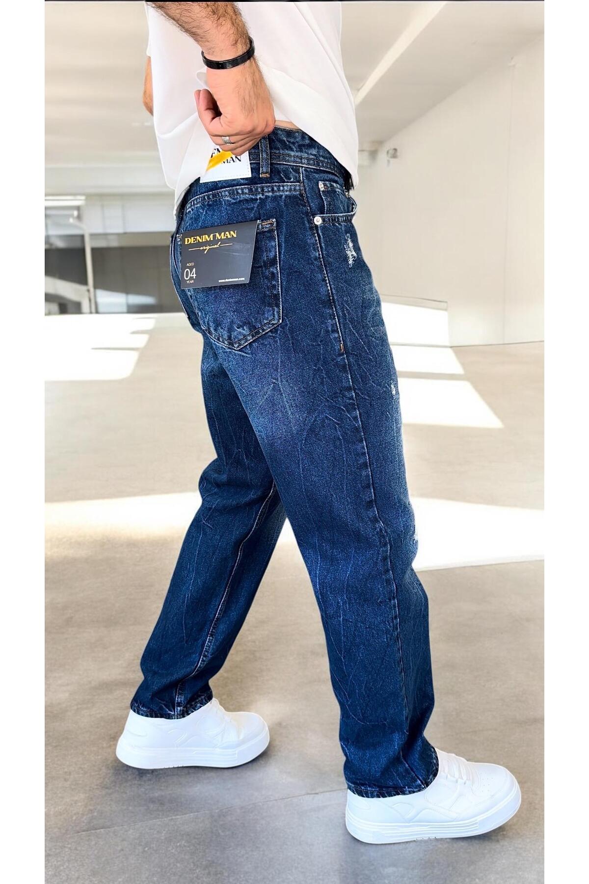Lacivert- Lazer Detaylı Baggy Pantolon