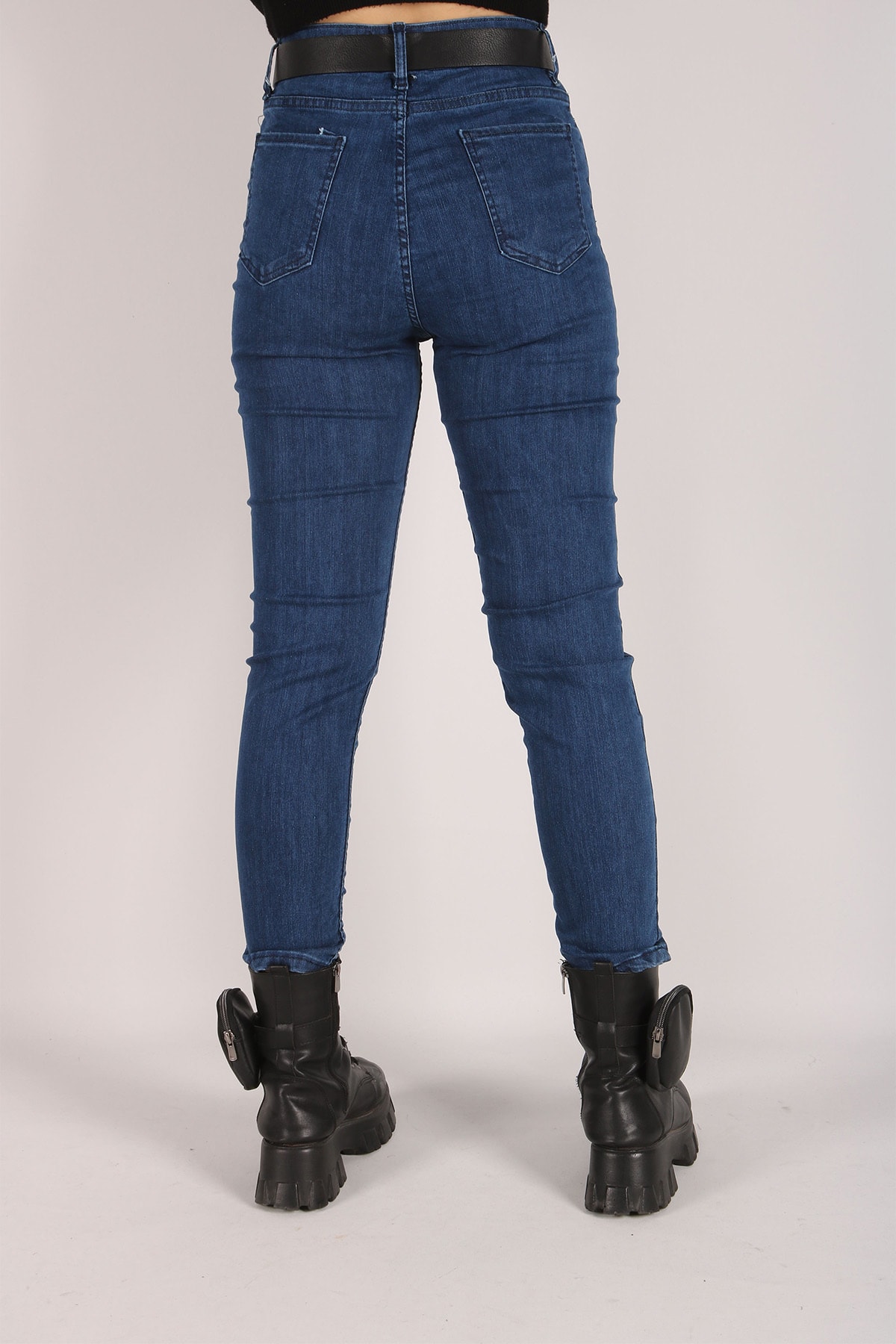 Yüksek Bel Jeans Kadın Slim Pantolon Denim Kumaş