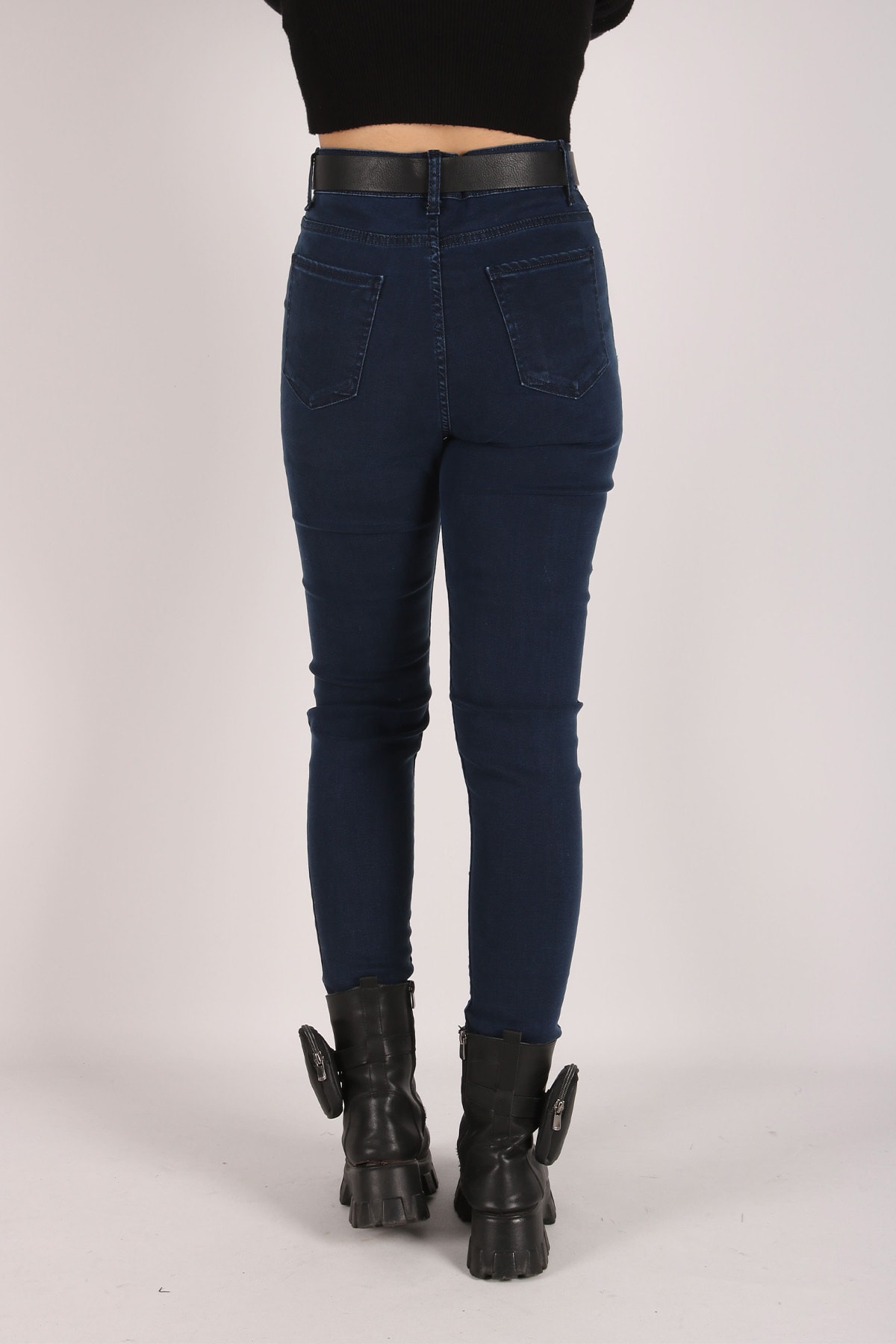 Yüksek Bel Jeans Kadın Slim Pantolon Denim Kumaş