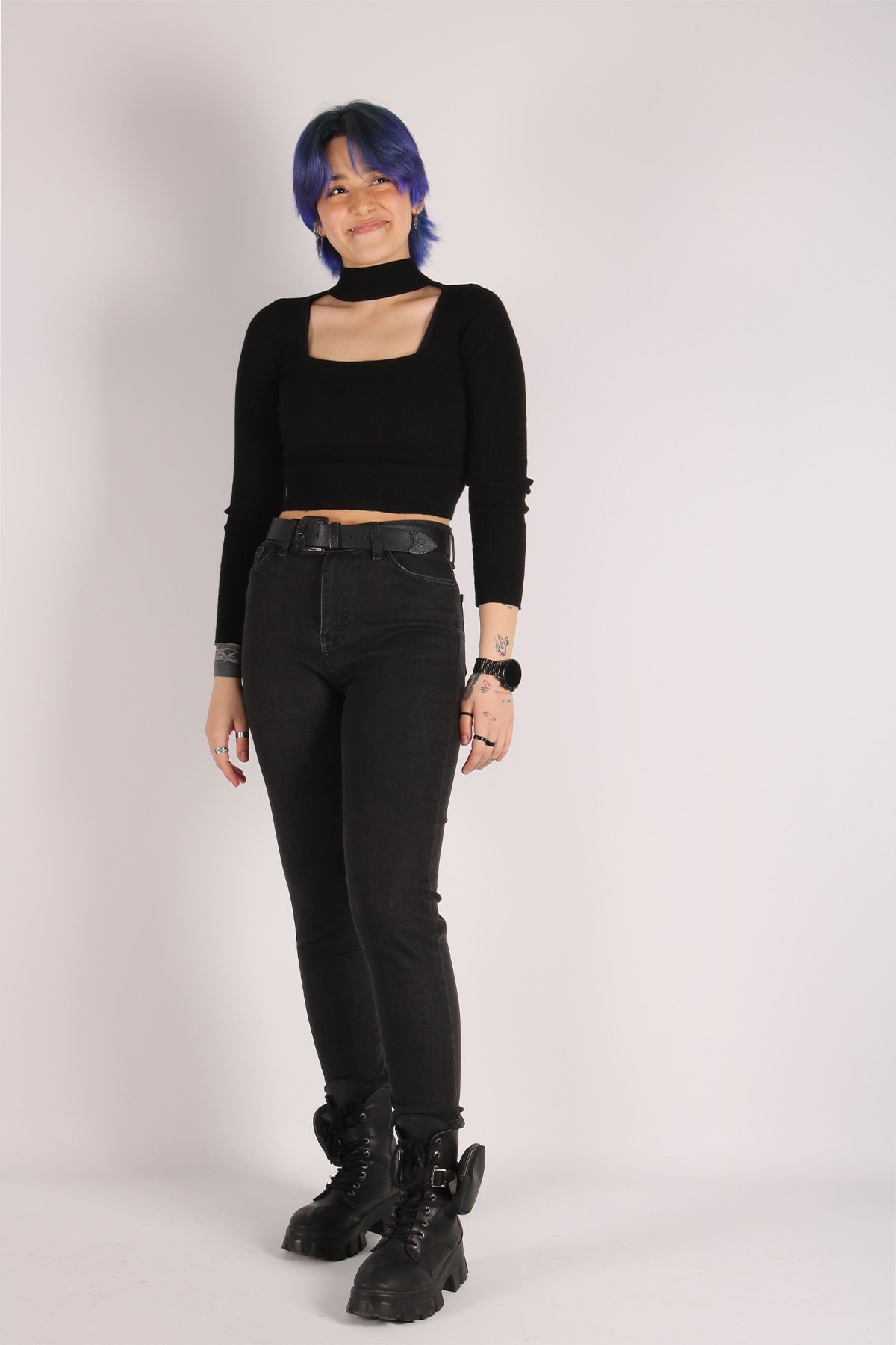 Yüksek Bel Jeans Kadın Slim Pantolon Denim Kumaş