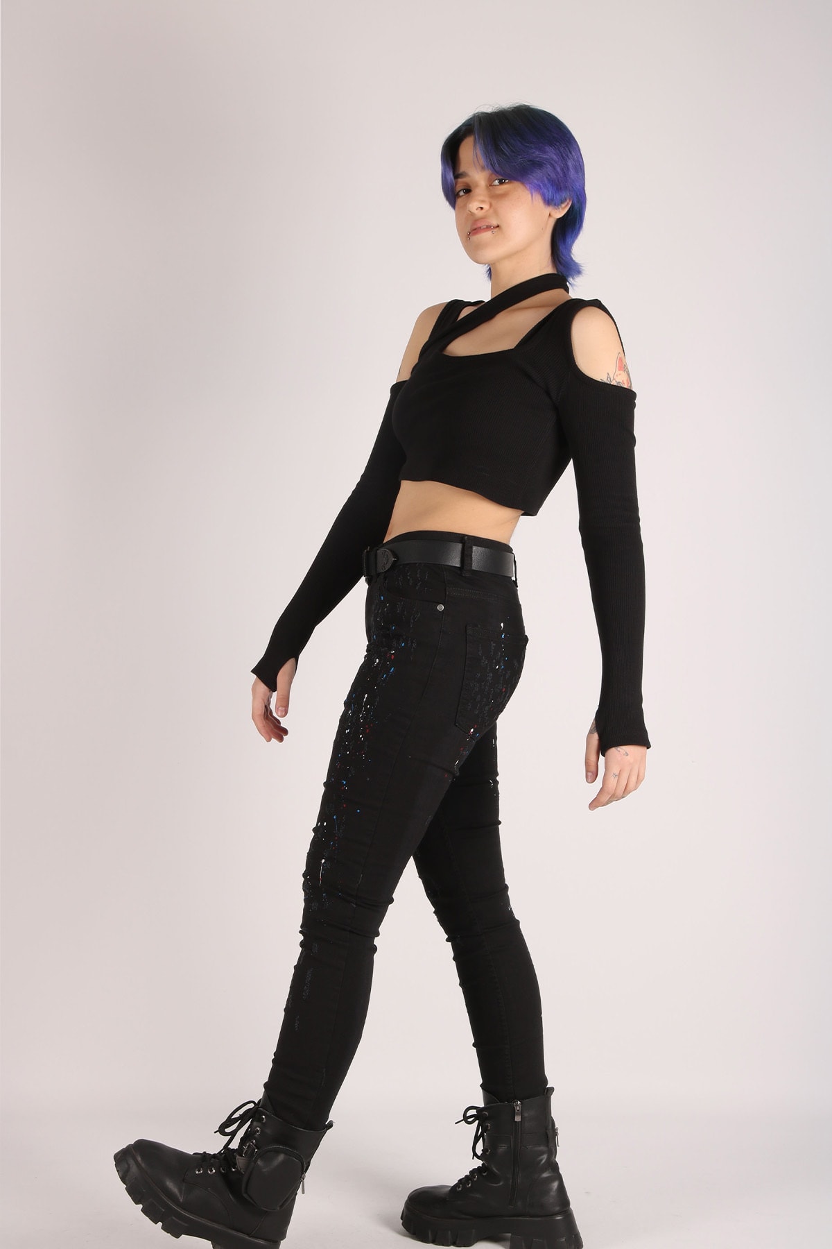 Yüksek Bel Siyah Kot Pantolon Kadın Slim Denim