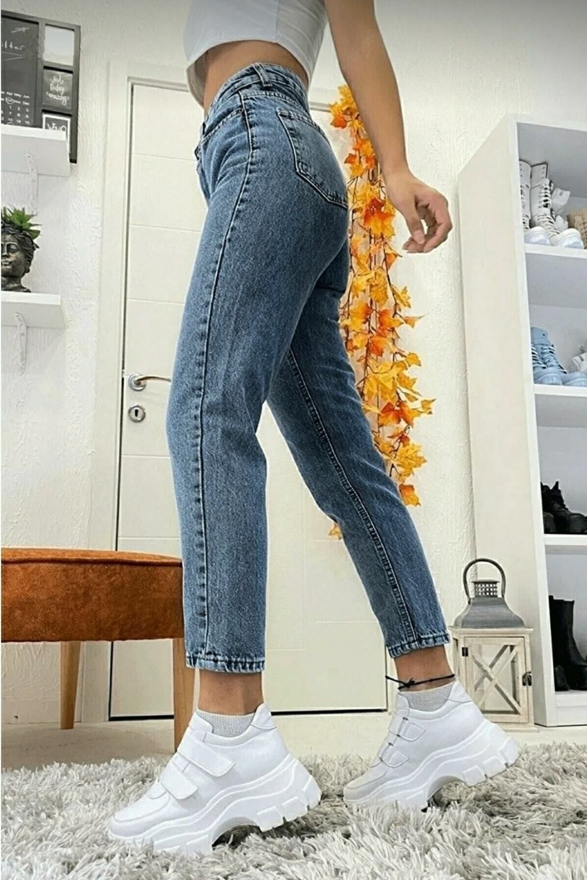 Yüksek Bel Mom Jean Pantolon Karyıkama
