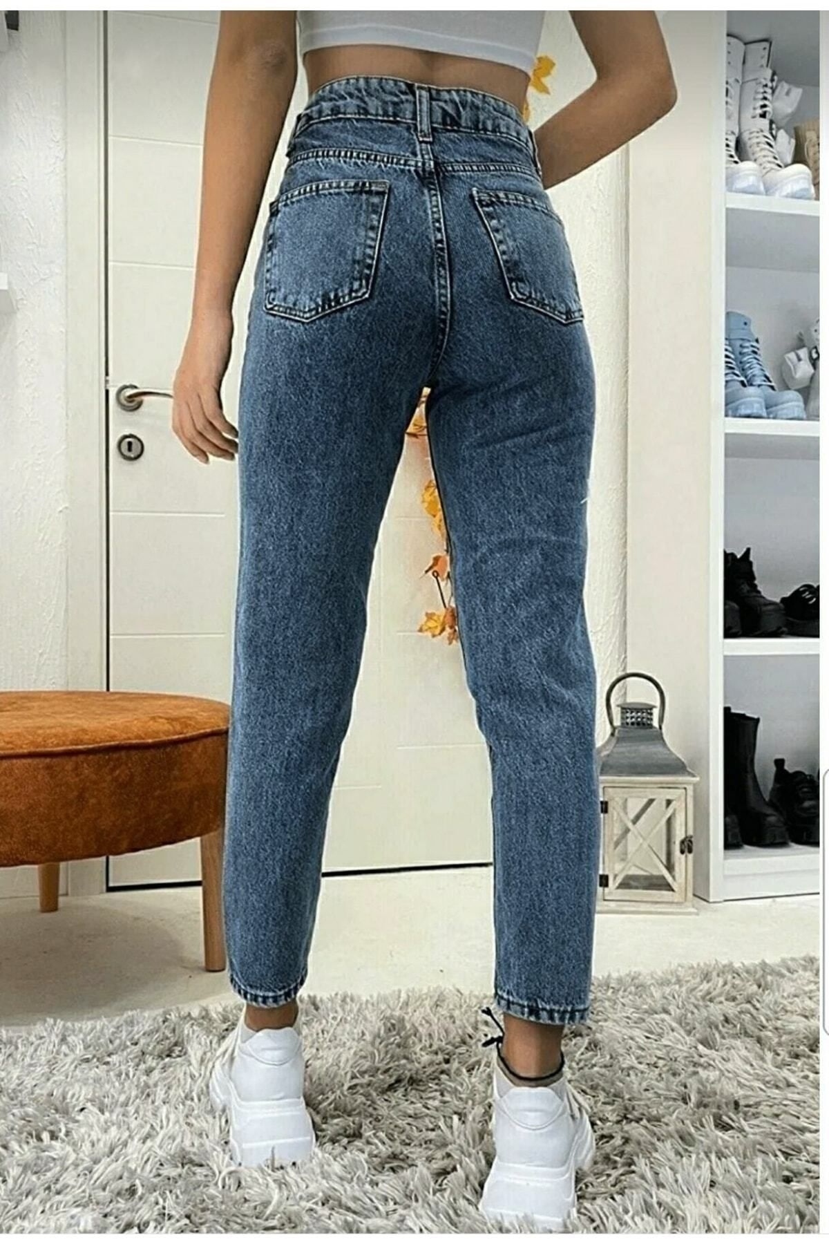 Yüksek Bel Mom Jean Pantolon Karyıkama