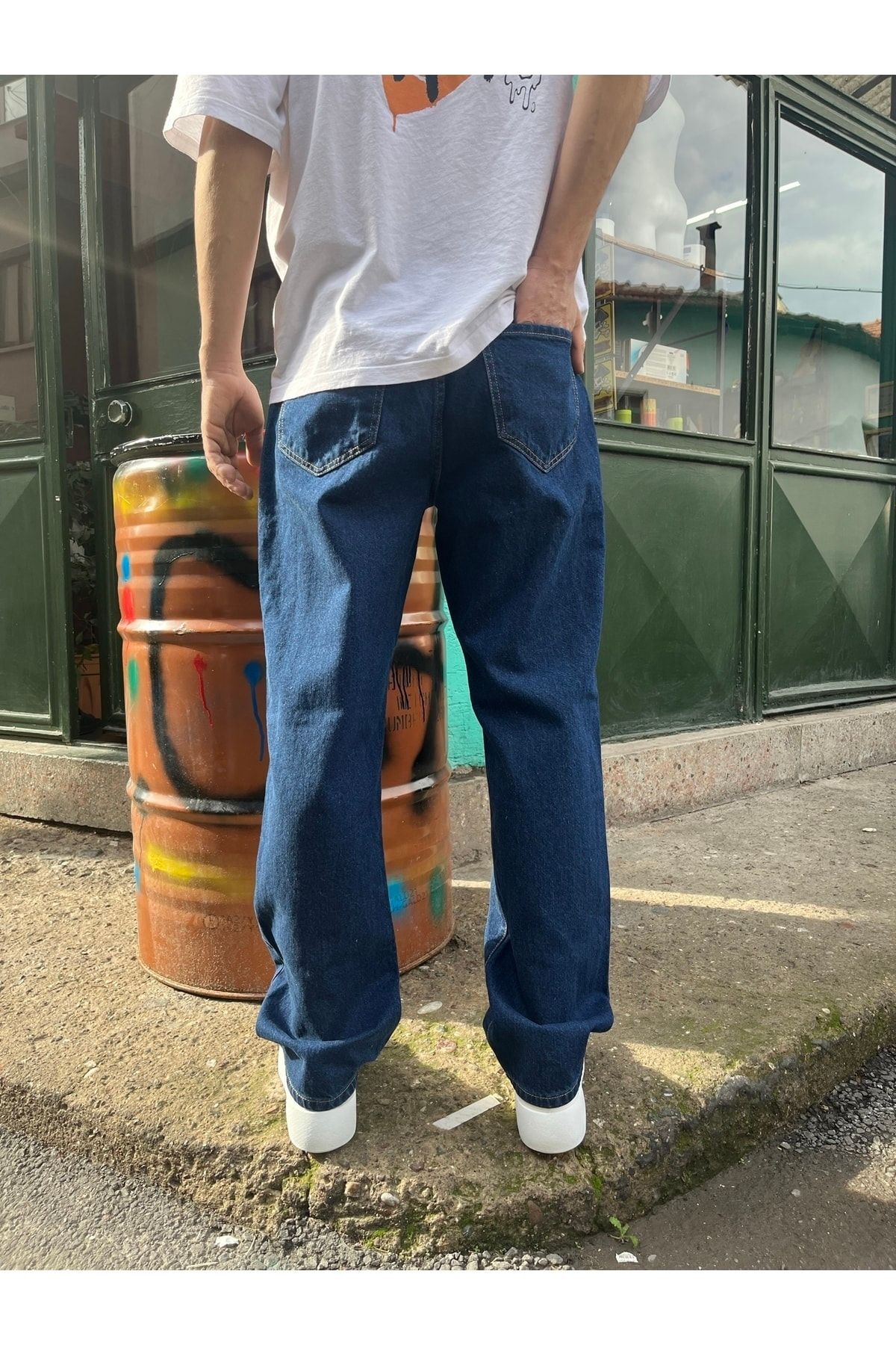 Koyu Mavi Baggy Jean