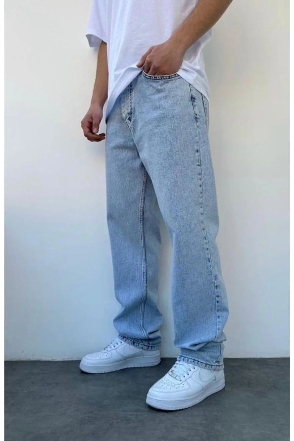 Açık Buz Mavi- Baggy Kalıp Pantolon