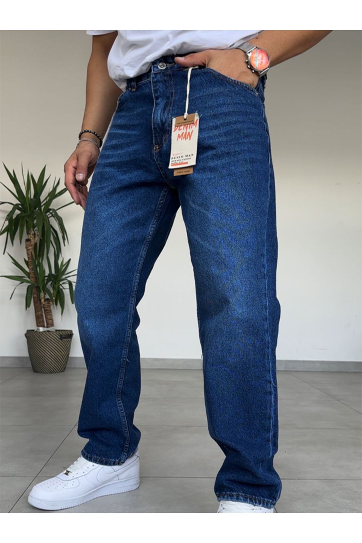 Lacivert -Kimyasallı -DNM  Baggy Pantolon