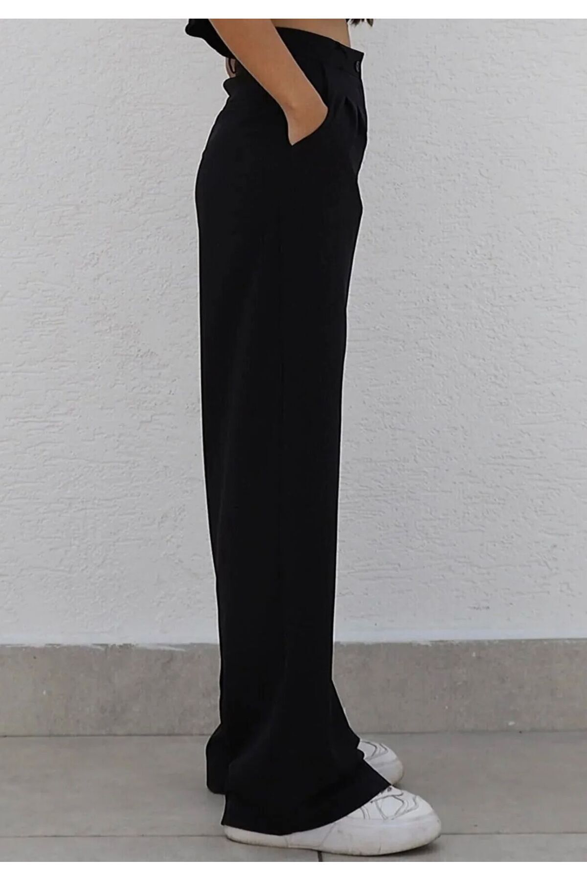Palazzo Siyah Bol Paça Yüksek Bel Salaş Wide Leg Jeans
