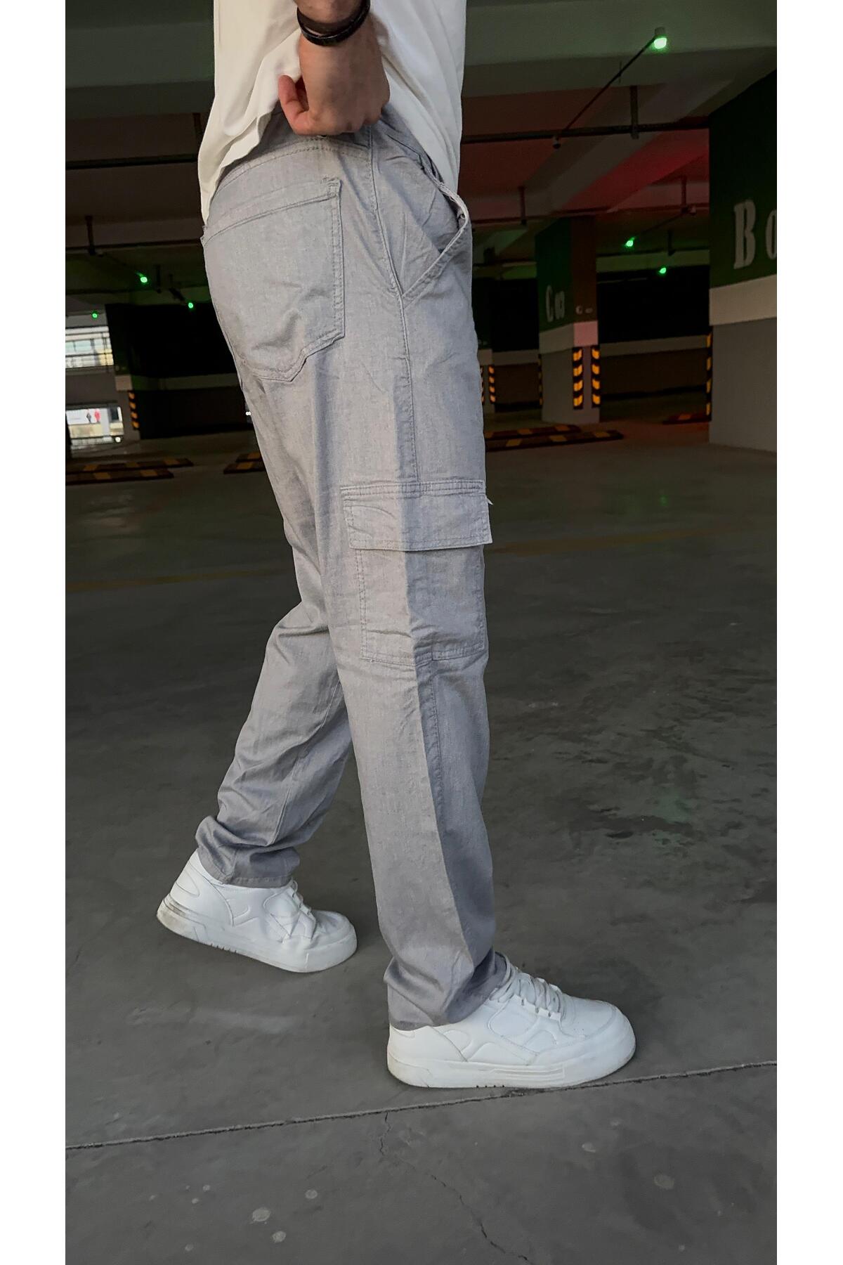 Açık Grİ -Kargo Baggy Viscon Kumaş