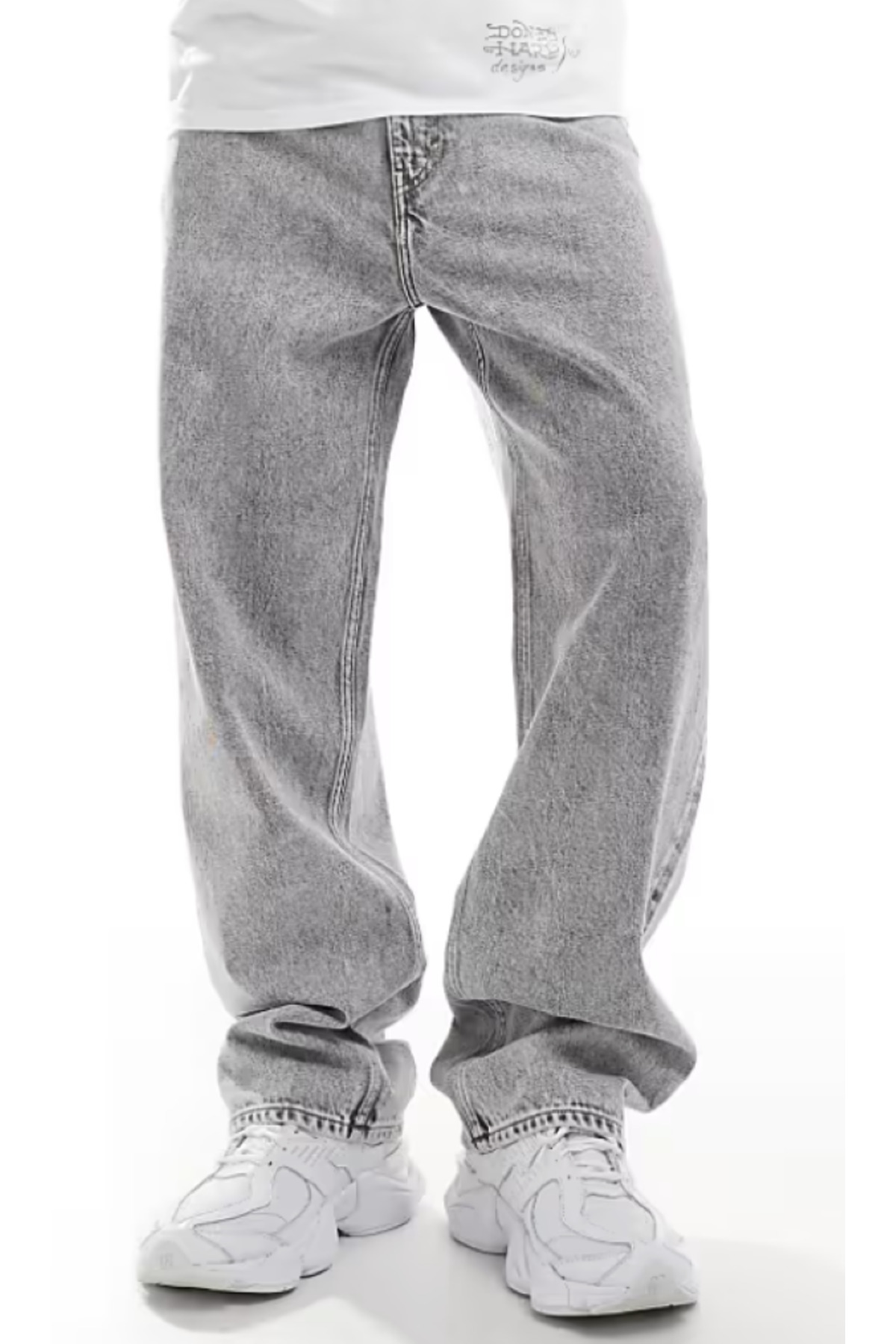 Kar Yıkama Salaş Kot Pantolon Buz Mavi Kar Likrasız Baggy
