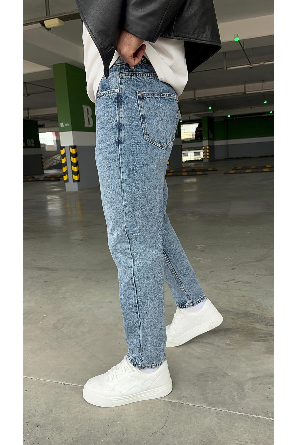 V-BUZMAVİ -Erkek Boyfriend Pantolon