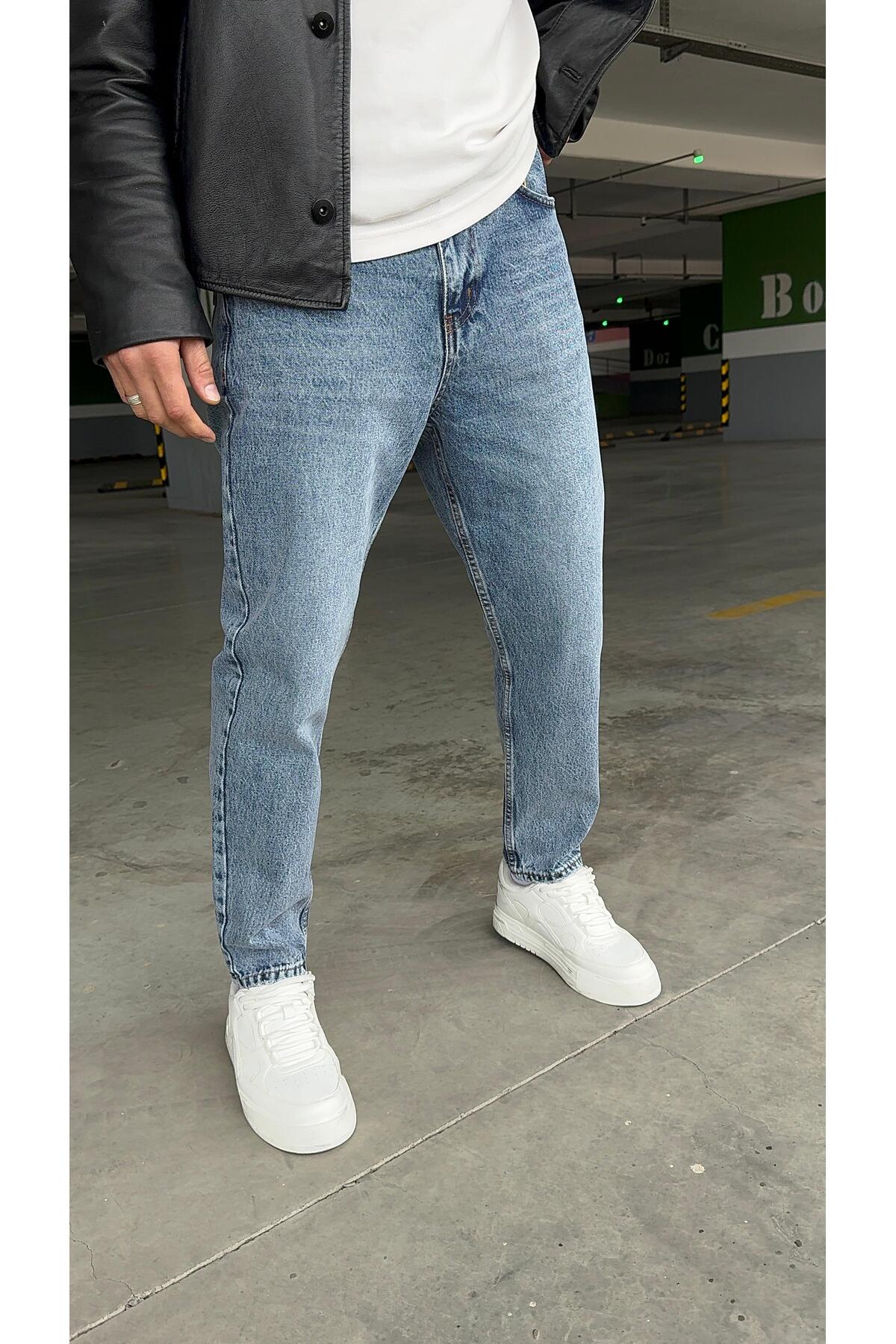 V-BUZMAVİ -Erkek Boyfriend Pantolon
