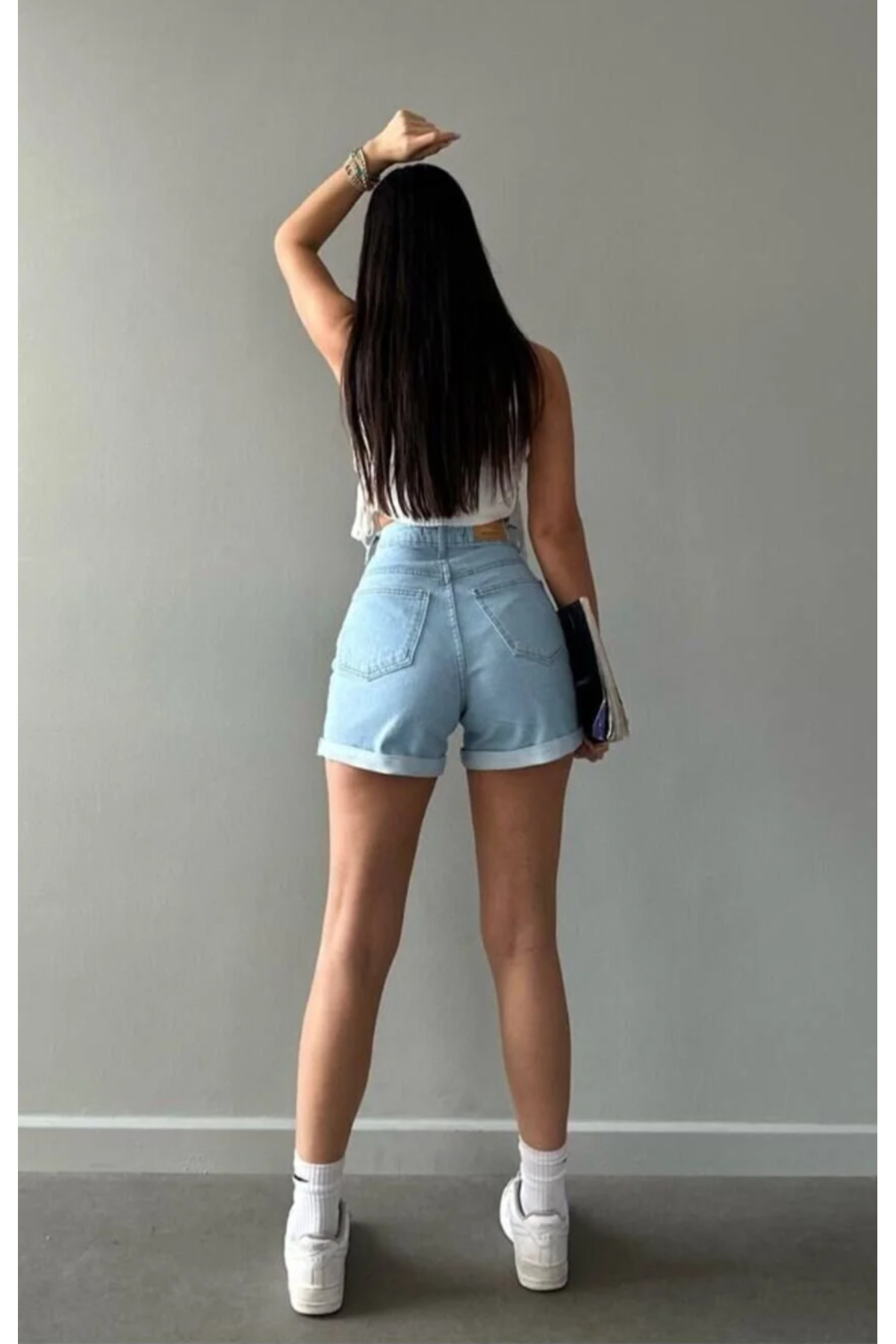 Açık Mavi Mom denim şort