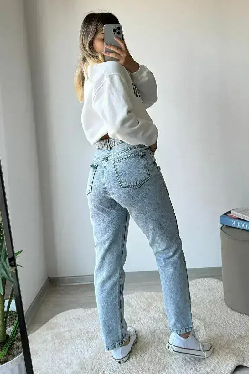 Buz Mavi-Mom Jeans