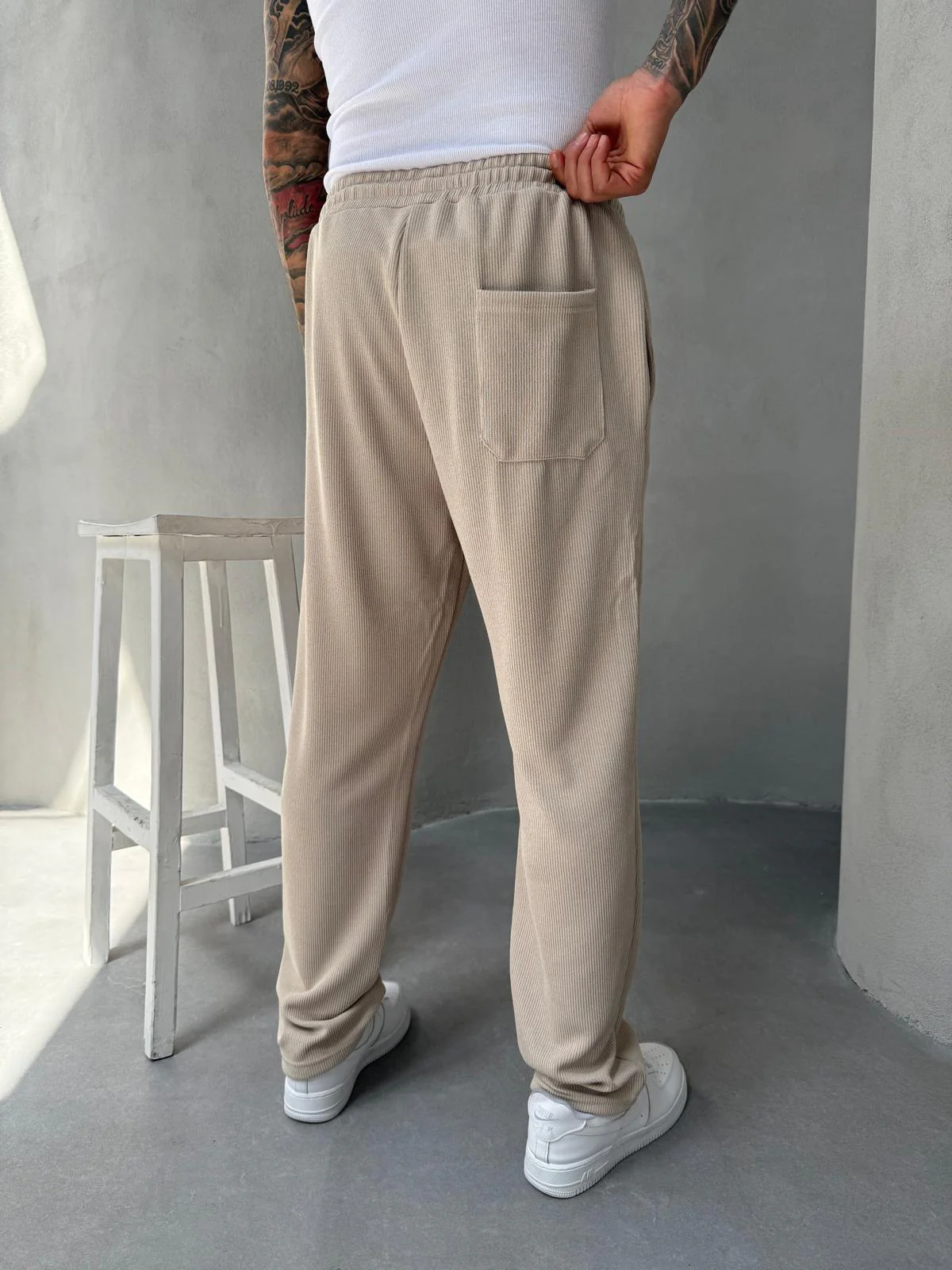 Erkek Bej Oversize Eşorfman