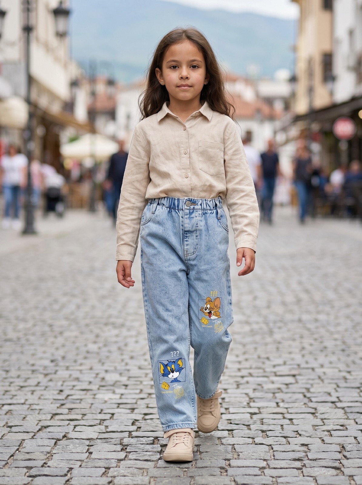 Unisex Buz Mavisi Çocuk Pantolon