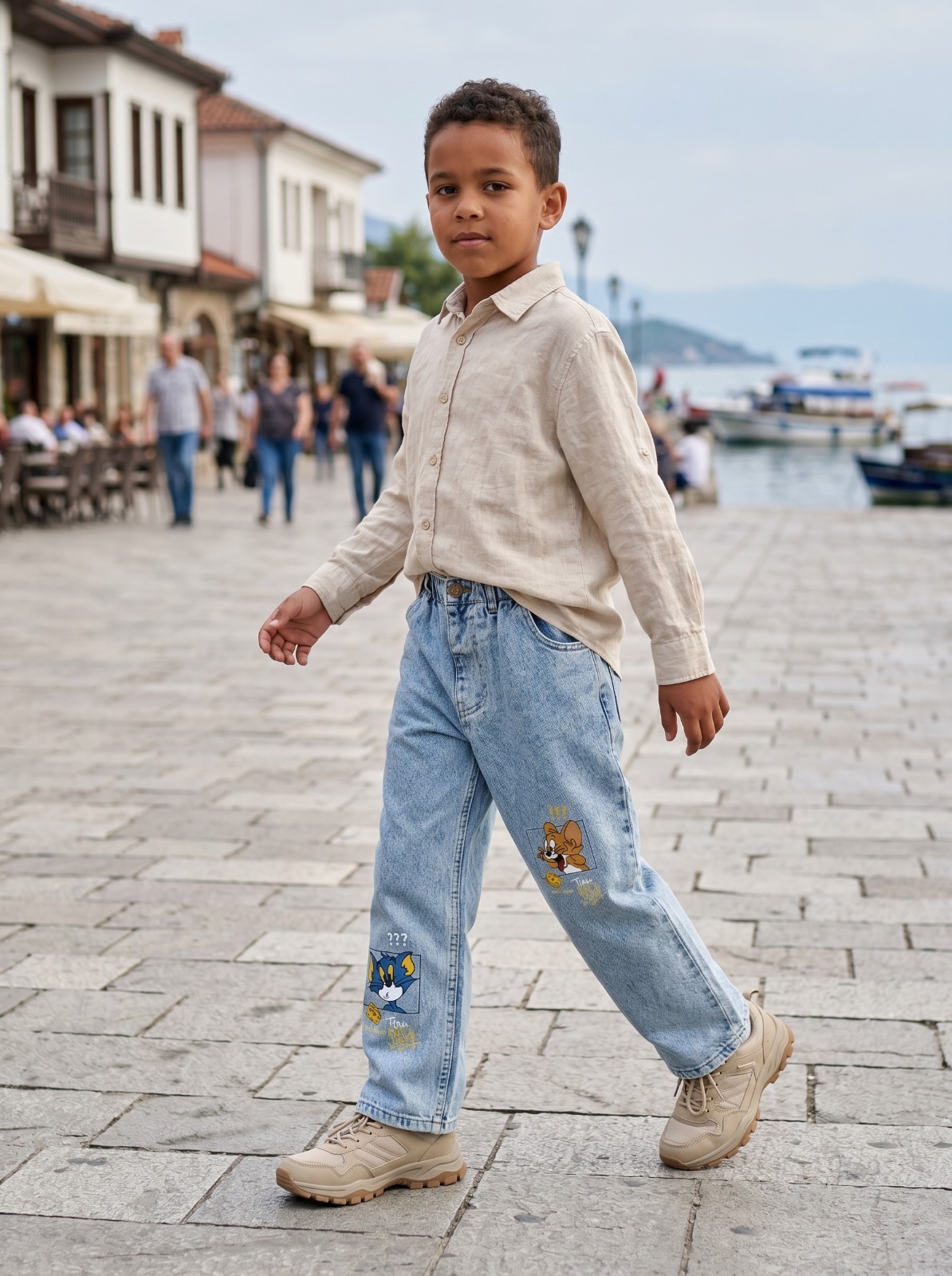 Unisex Buz Mavisi Çocuk Pantolon