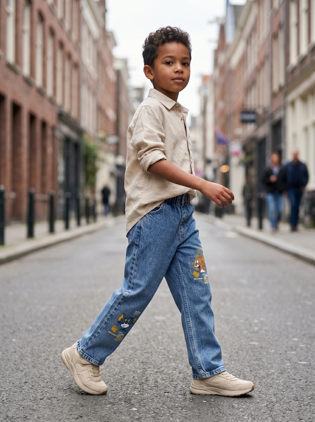 Unisex  Mavi Çocuk Pantolon
