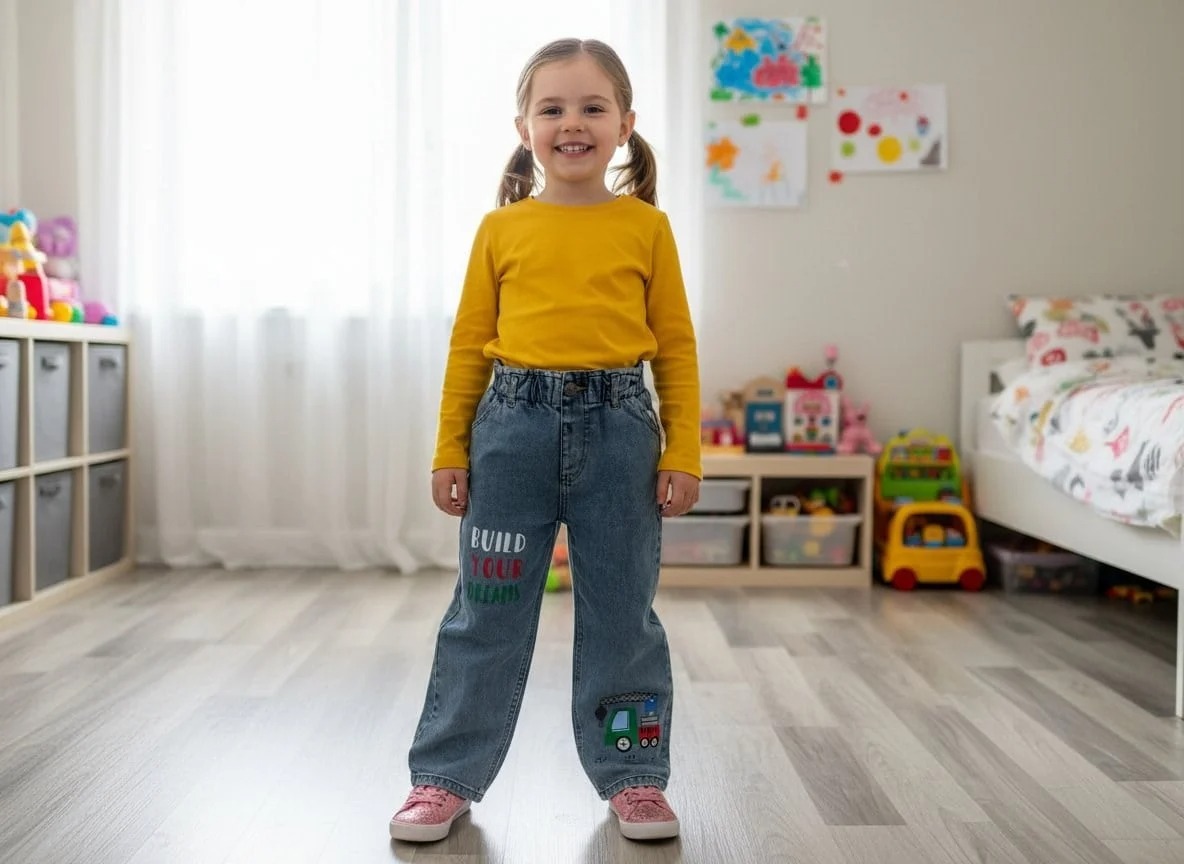 Buz Mavi- Araba Baskılı Çocuk Jeans