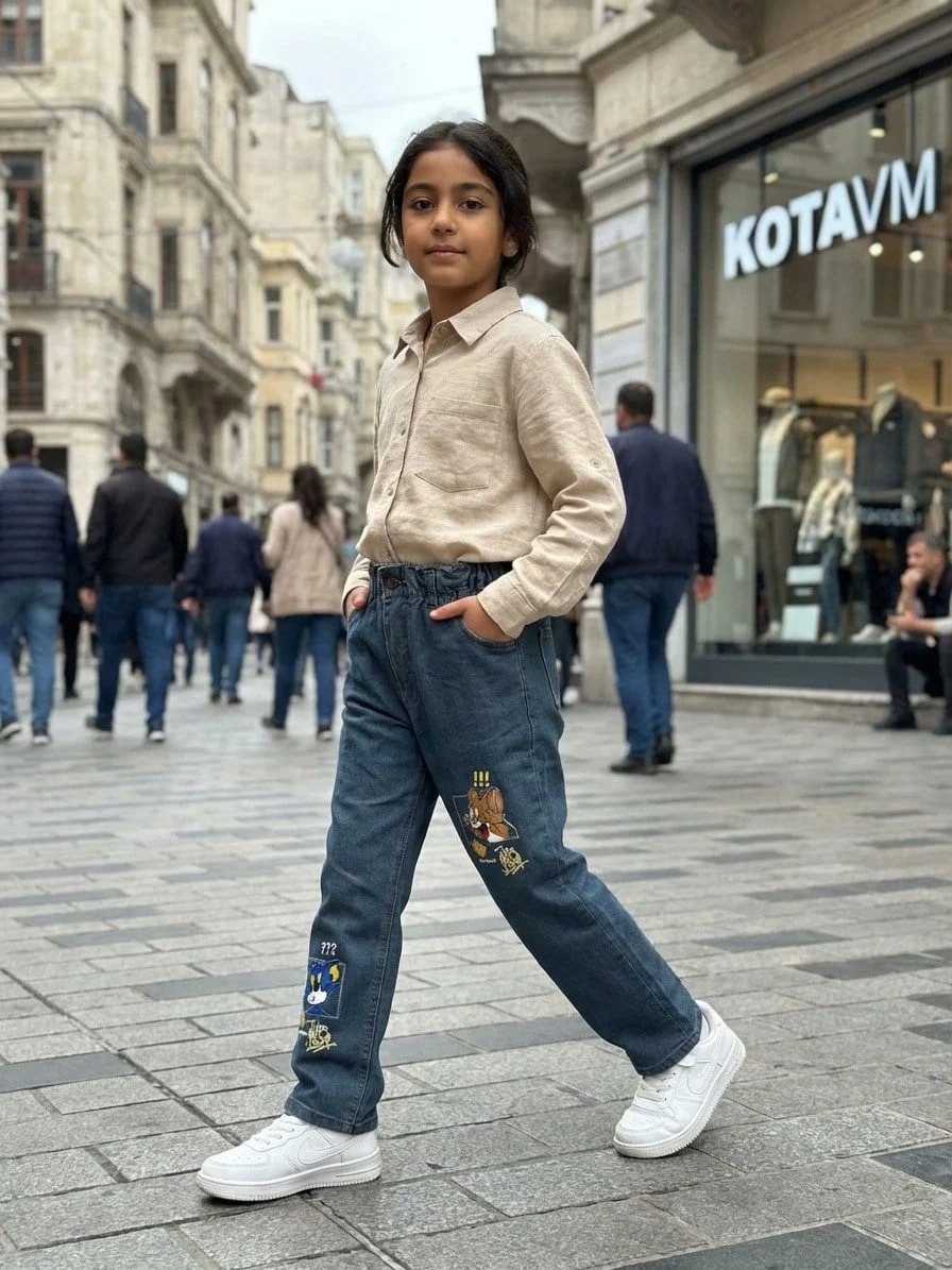 Kar Mavi- Tom Baskılı Unisex Çocuk Pantolonu