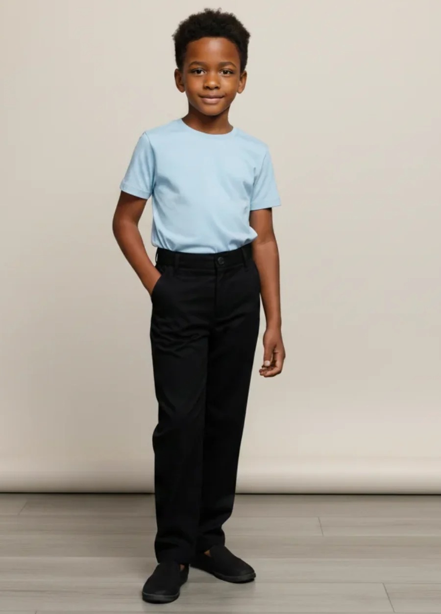 Siyah- Düz Renk Unisex Çocuk Pantolonu