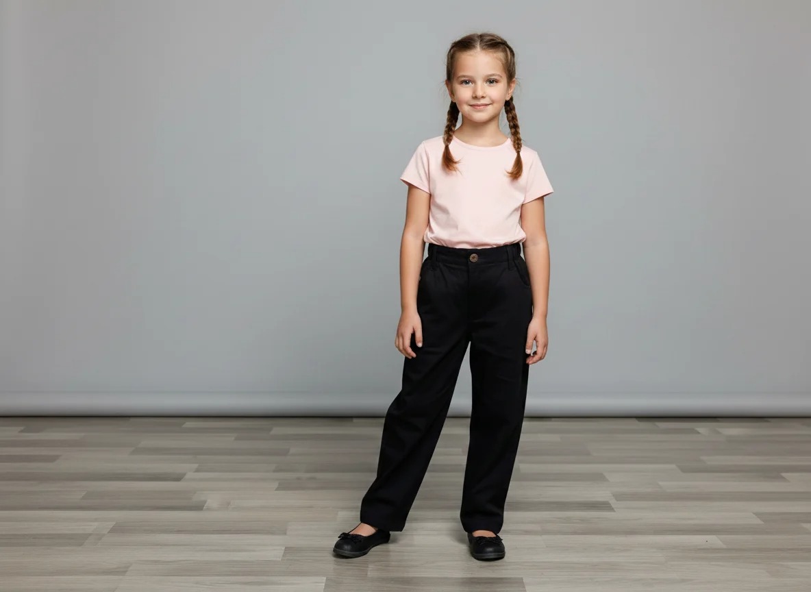 Siyah- Düz Renk Unisex Çocuk Pantolonu