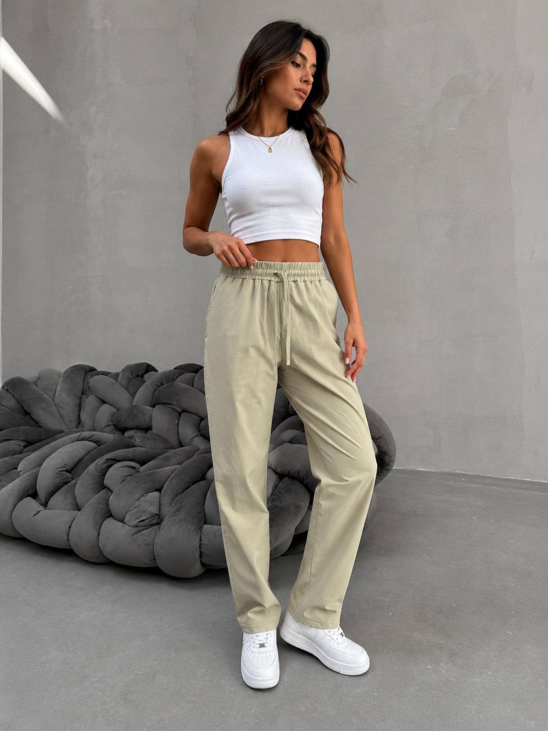 Mint Yeşili- Paraşüt Kumaş Kadın Pantolonu