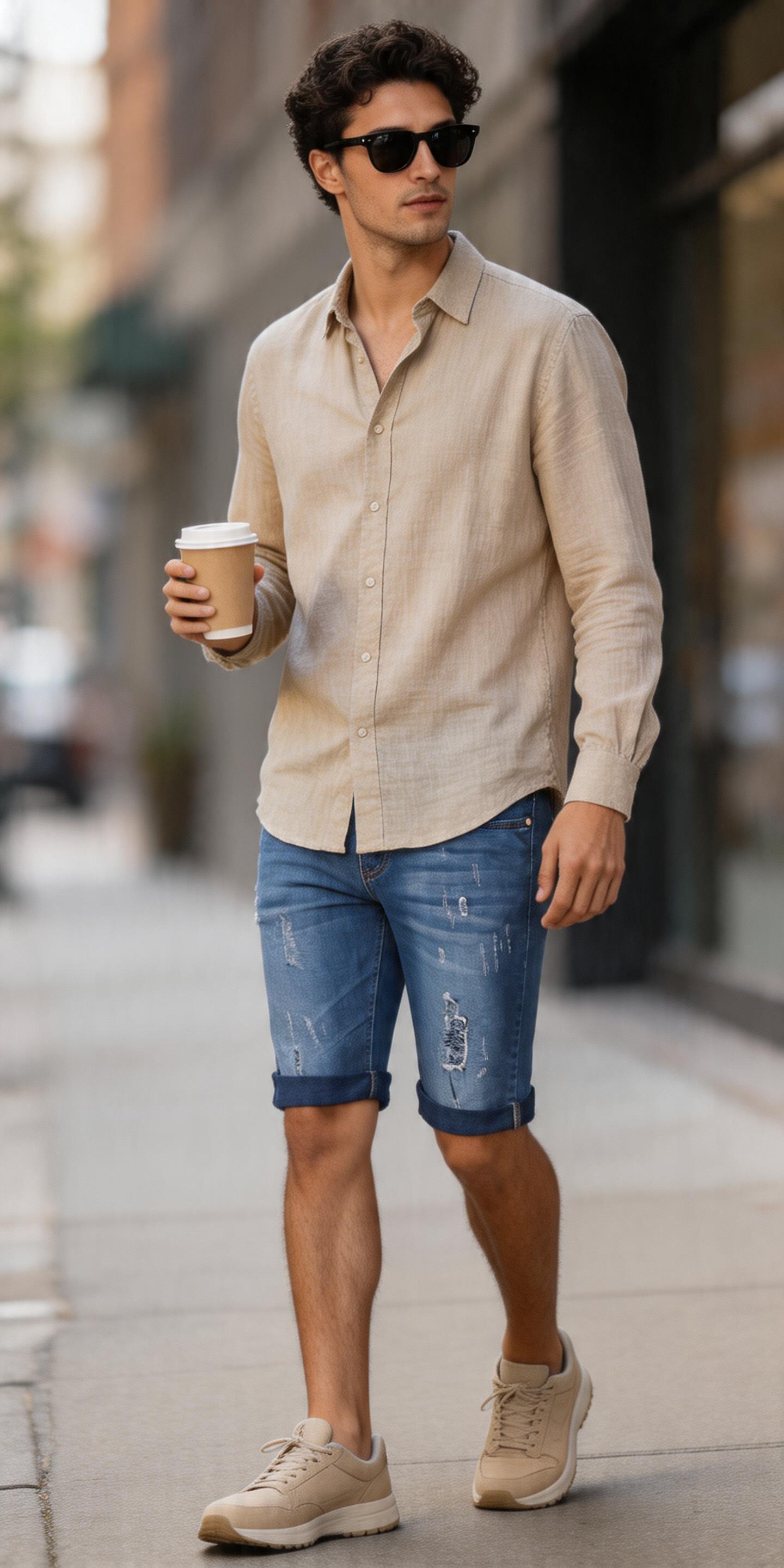 Erkek Denim Şort Lazer Işlemli 83565 Bermuda Kot