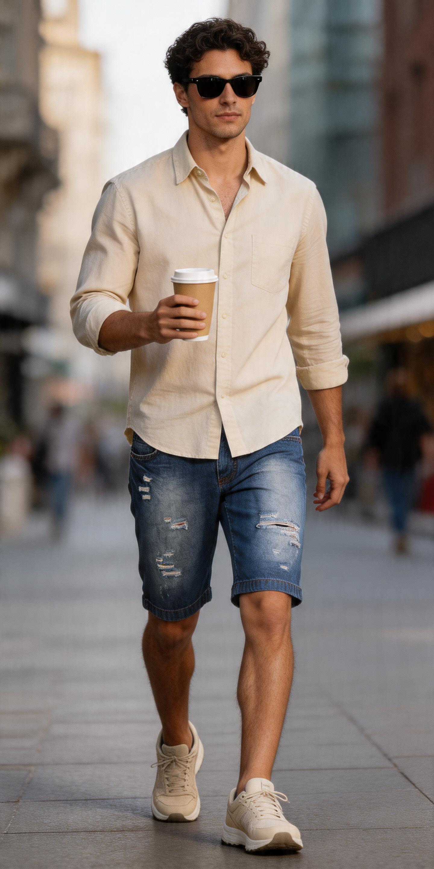 Erkek Mavi Denim Şort